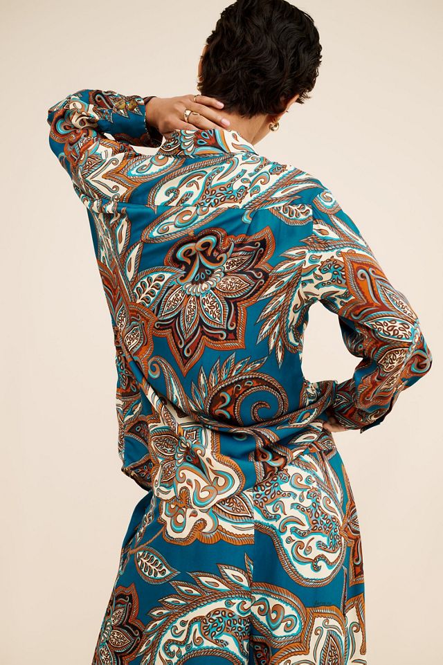 Nuuly x Farm Rio Leopard Paisley Pajama Shirt #1
