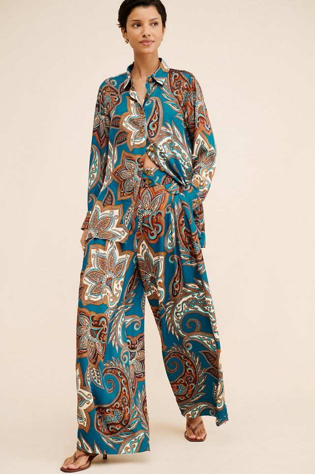 Nuuly x Farm Rio Leopard Paisley Pajama Shirt #3