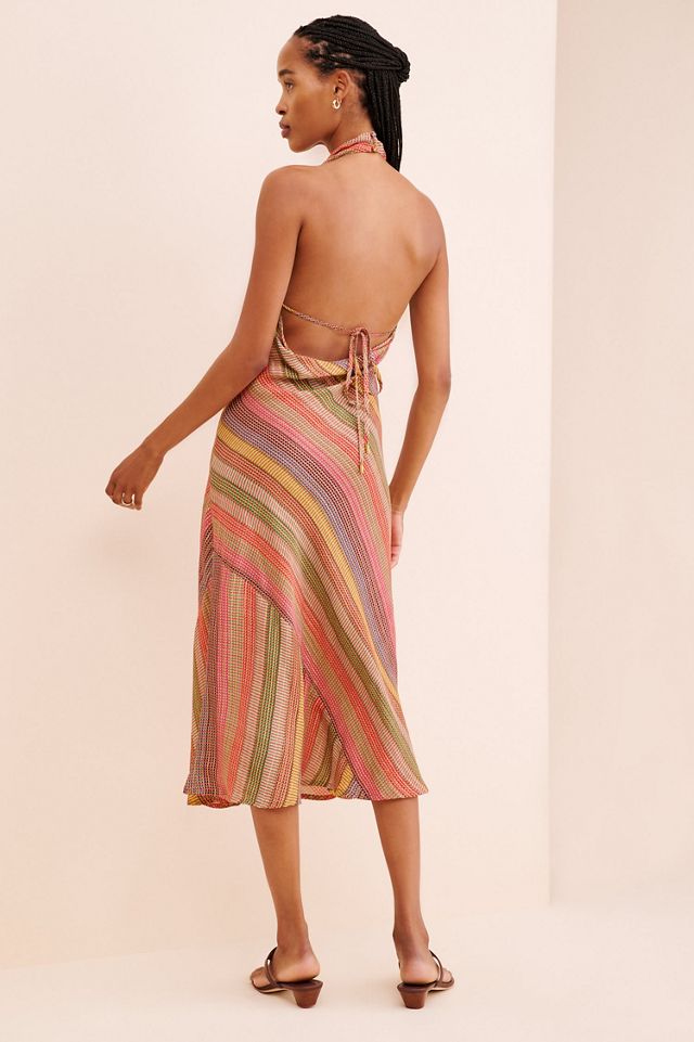 Conditions Apply Stripe Halter Midi Dress #1