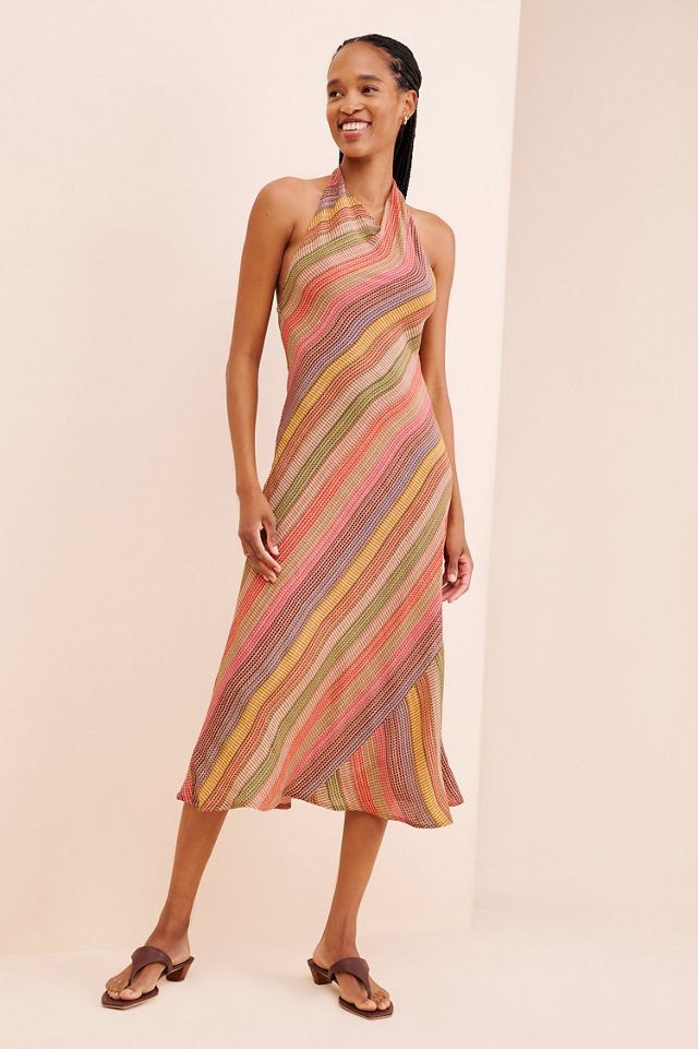 Conditions Apply Stripe Halter Midi Dress #3