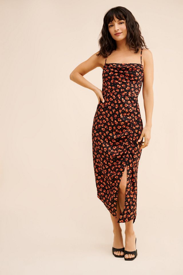 Sleeveless Draped-Back Asymmetrical Slip Midi Dress #3