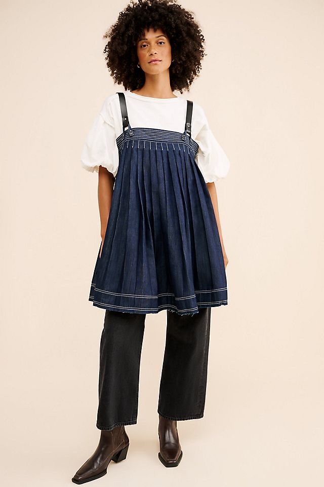 denim babydoll dress Graylee Tie-Front Medium Denim / L or a cardigan in cooler months Agnes Orinda Women's Plus Size