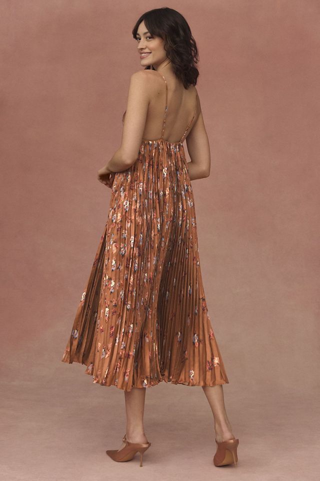 BHLDN Maya Pleated V-Neck Midi Dress #1