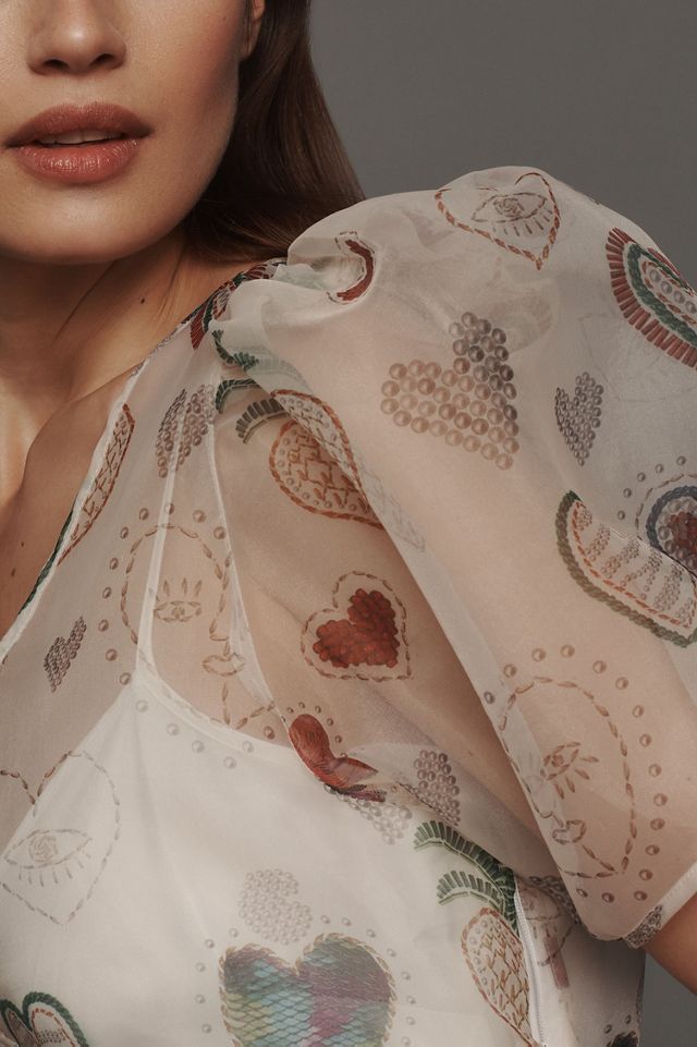 FARM Rio Carioca Posters Linen Blend Midi Dress