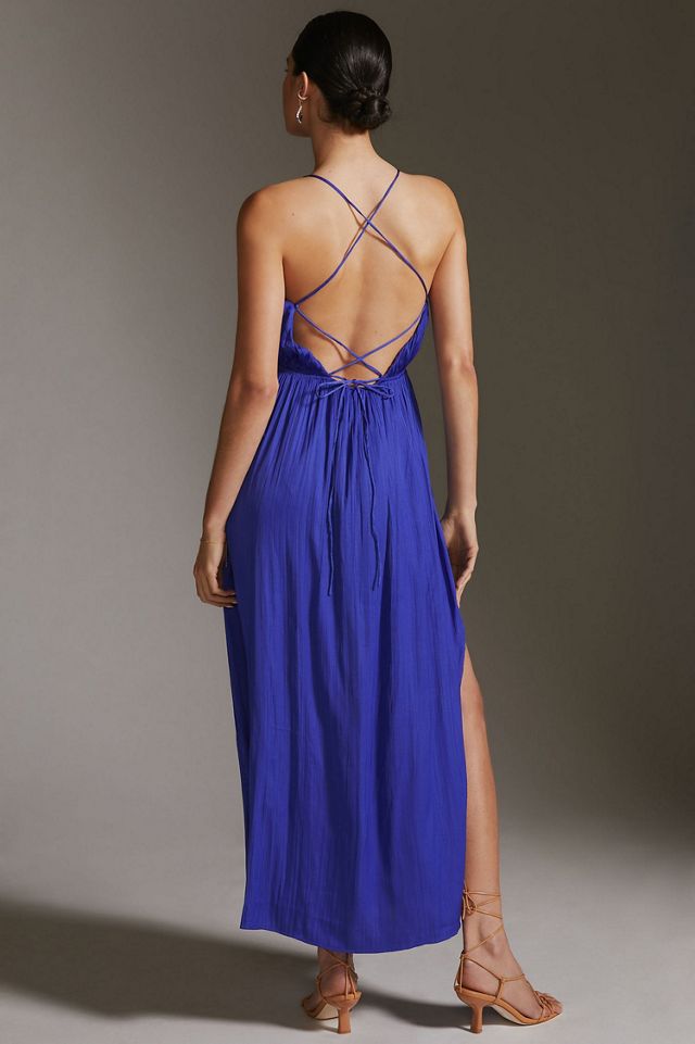 Halter Side-Slit Maxi Dress #1