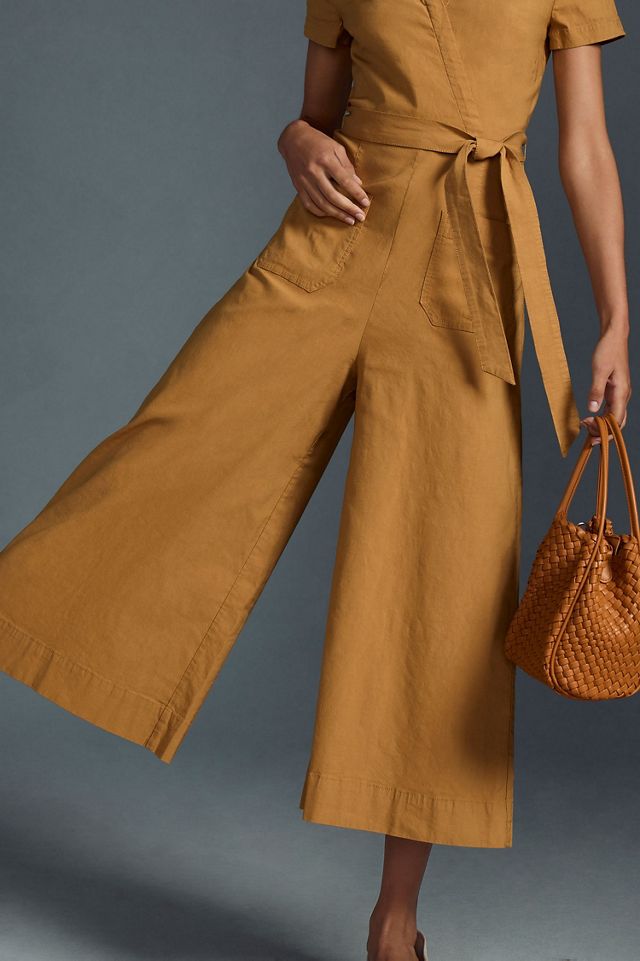 Maeve Faux-Wrap Short-Sleeve Culotte Jumpsuit #1