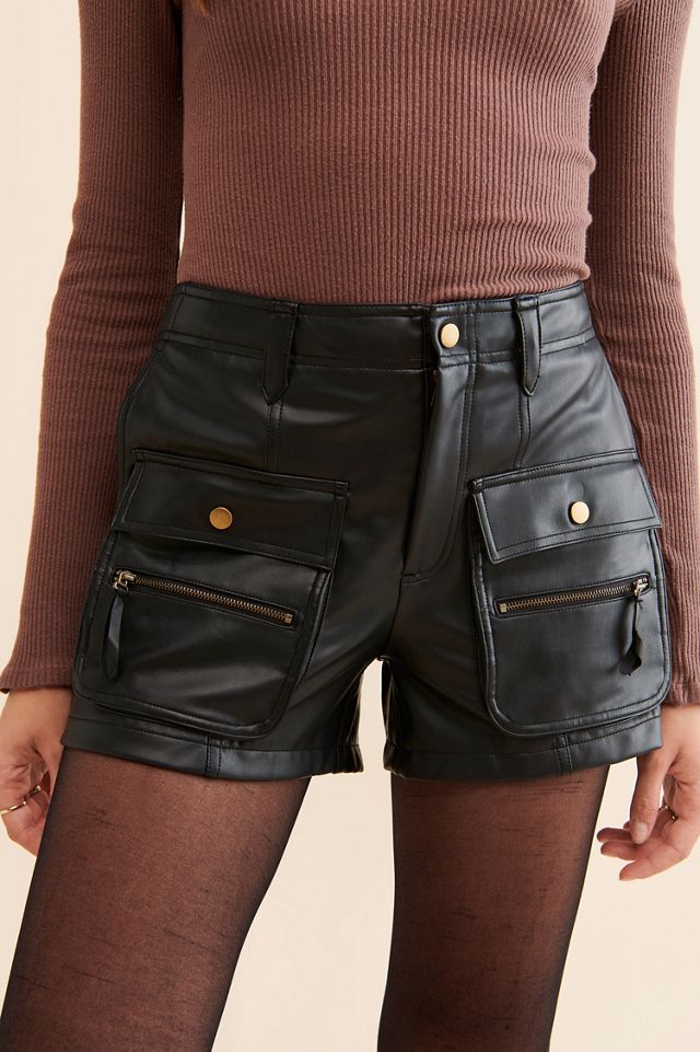 Vegan Leather Cargo Shorts #2