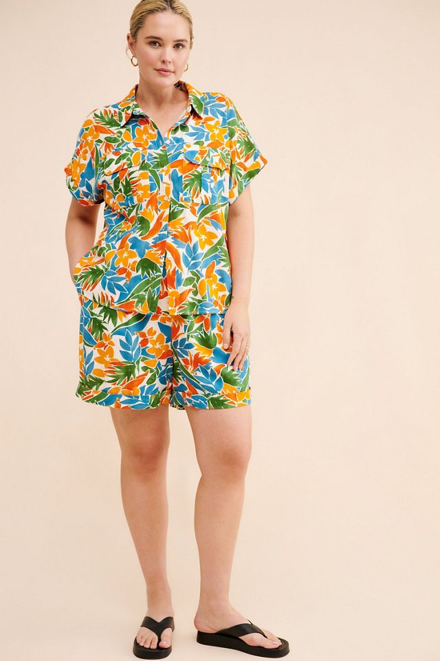 Eloquii Tropical High Waisted Printed Shorts #3