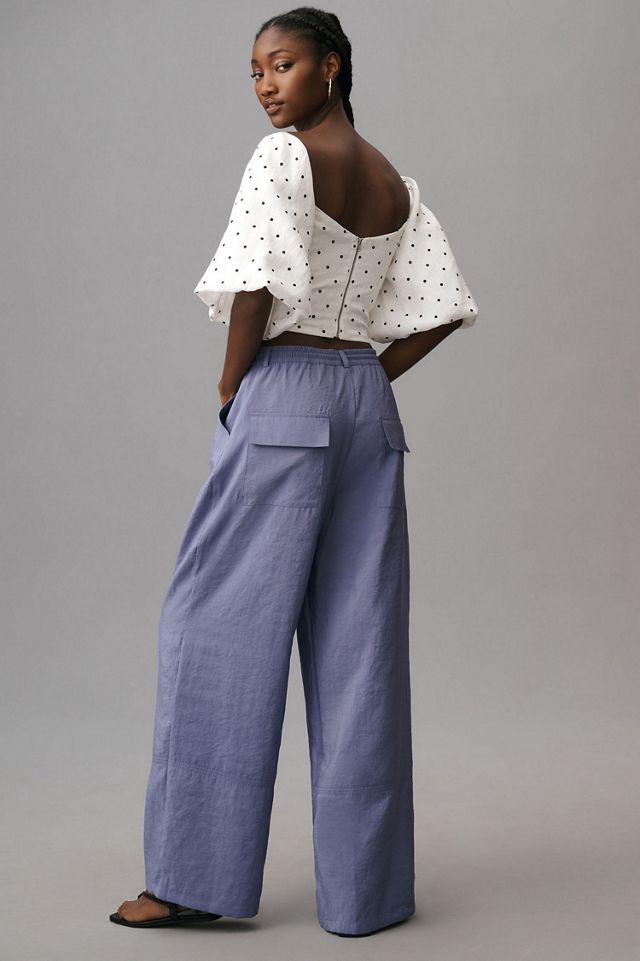 Maeve Seamed Wide-Leg Track Pants #1