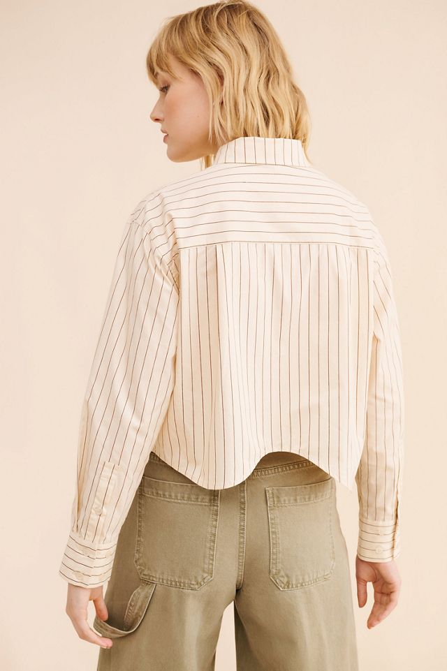 Moon River Curved Hem Long Sleeve Shirt #1