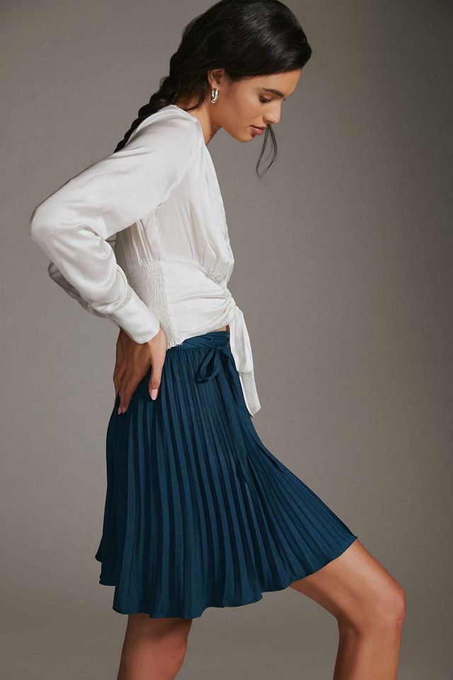Pleated Wrap Mini Skirt #3