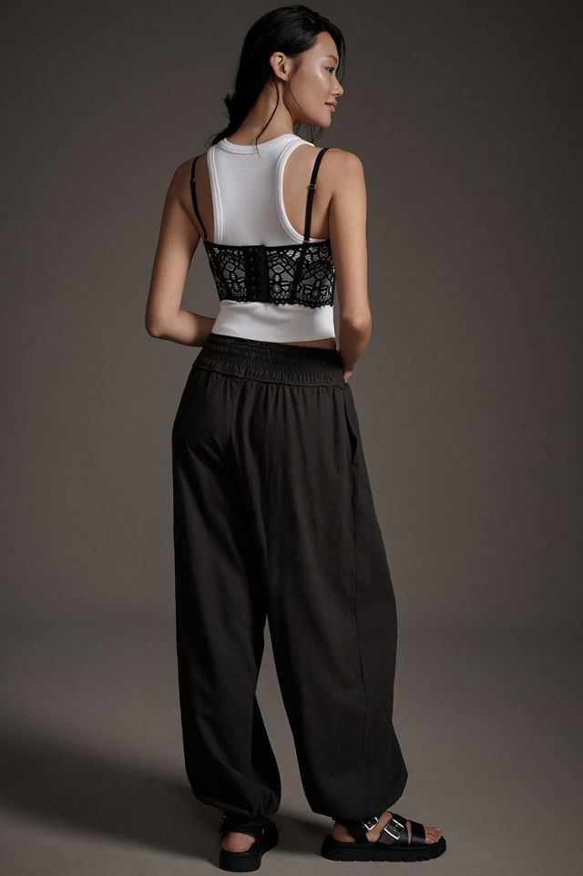 Linen Smocked Balloon Pants #1