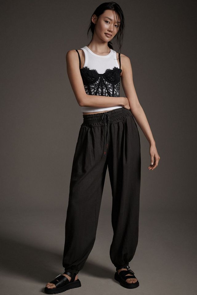 Linen Smocked Balloon Pants #3