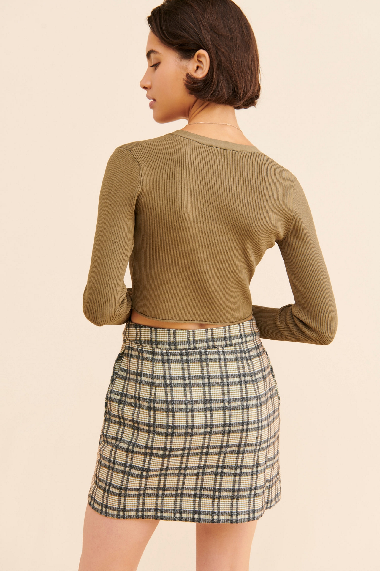Line + Dot Lisa Plaid Asymmetrical Skirt