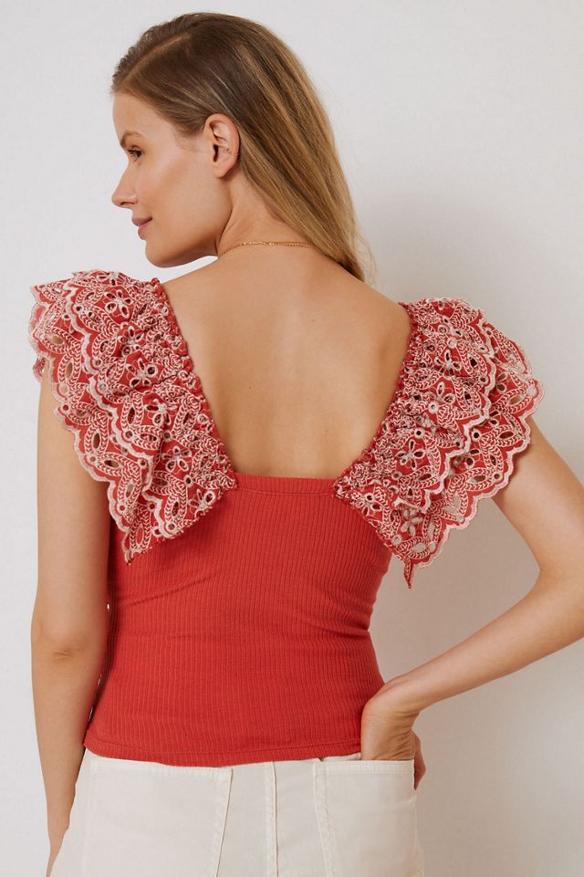 Ruffled Eyelet Tank #1