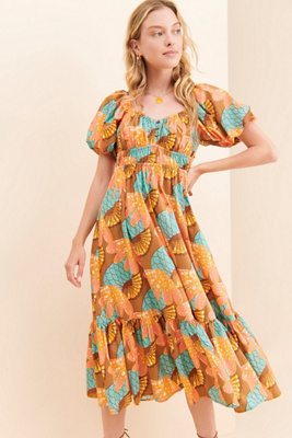 knee length dresses for ladies Cara Cara Santiago Joelle Dot Bustier Midi Dress