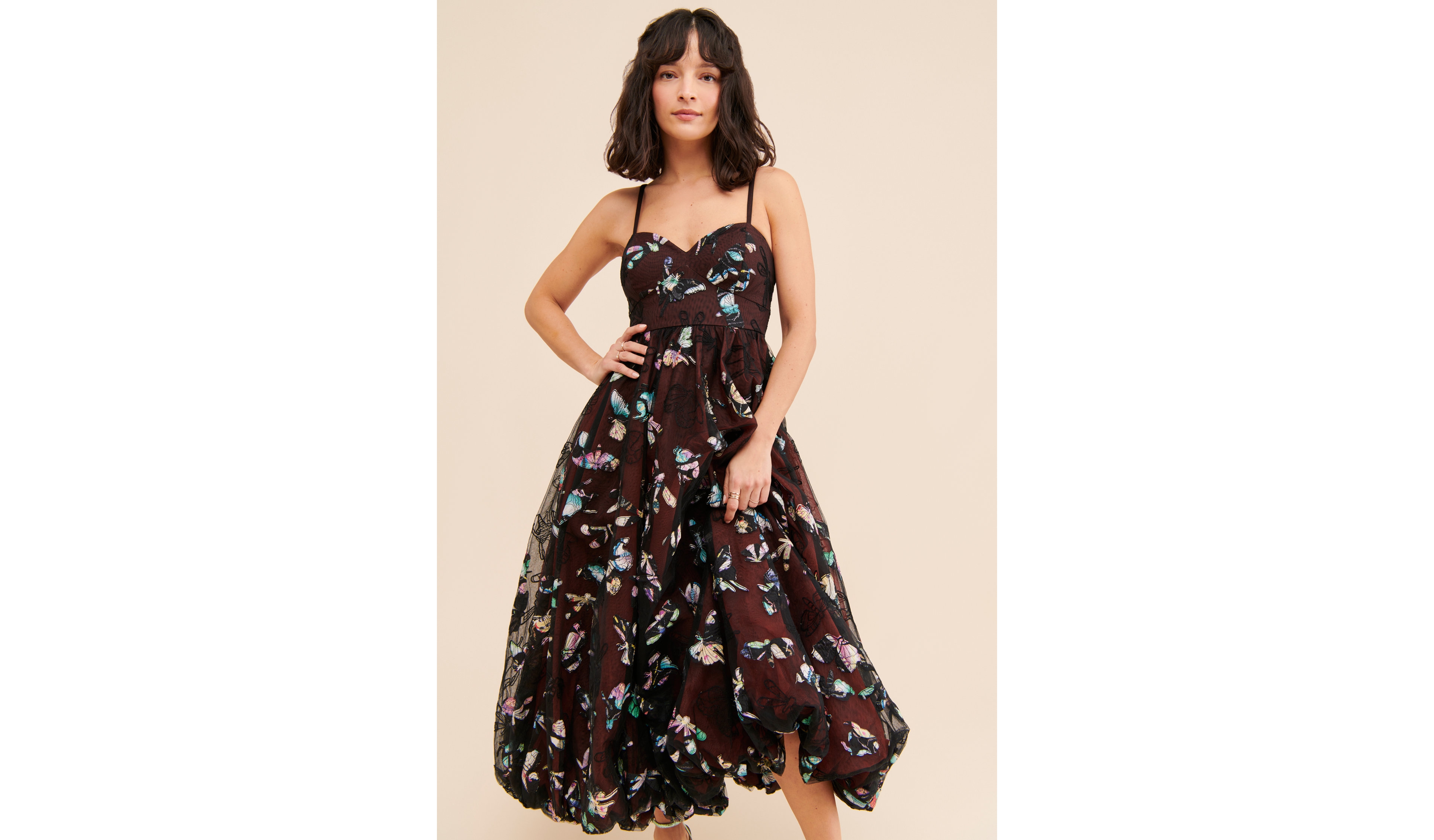 Geisha Designs Butterfly Appliqué Bubble Dress