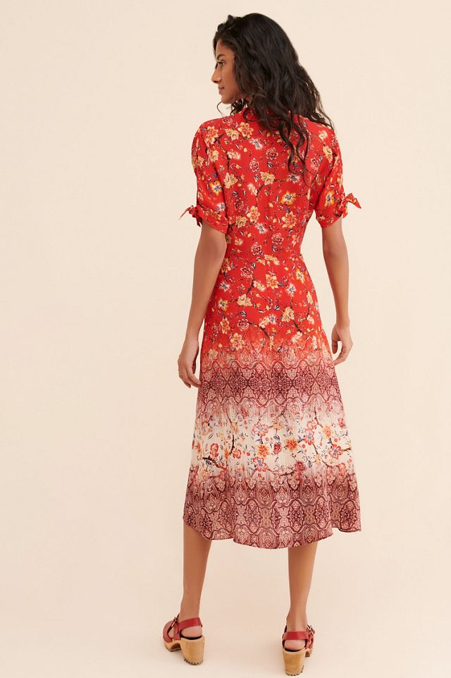 Kachel Contrast Floral Midi Dress #1