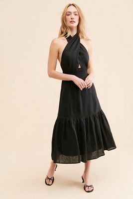 Little Lies Amelie Halter Linen Dress