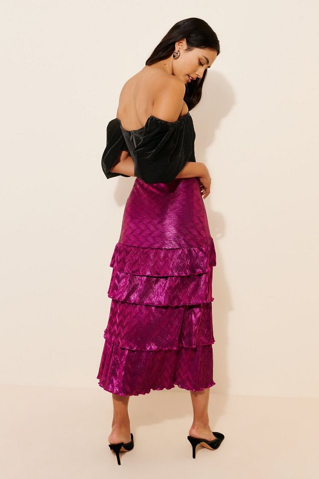 Saylor Amaya Metallic Midi Skirt #1