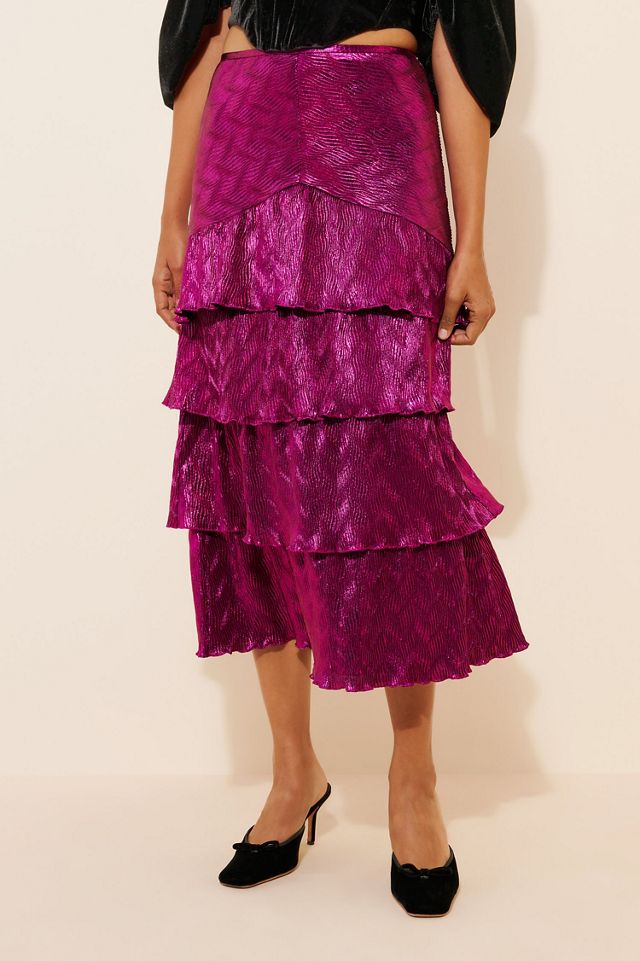 Saylor Amaya Metallic Midi Skirt #3