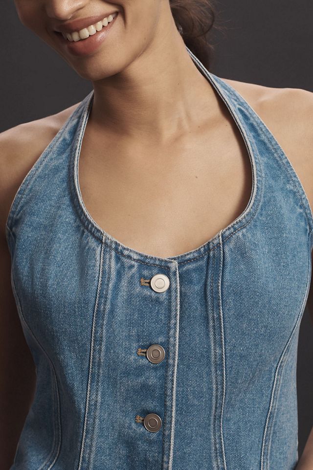 Mare Mare Halter Shrunken Denim Vest #2