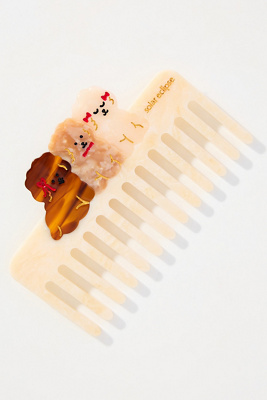 Solar Eclipse Handpainted Wide Tooth Comb In White