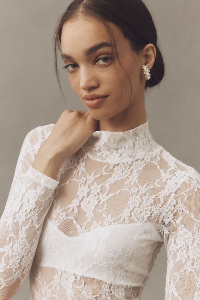 Nightcap Sheer Lace Drop-Waist Mini Dress #3