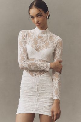 Nightcap Sheer Lace Drop-Waist Mini Dress