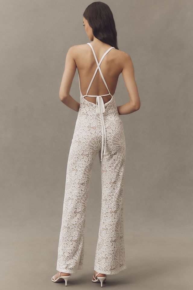 Nightcap Lotus Lace V-Neck Jumpsuit #1