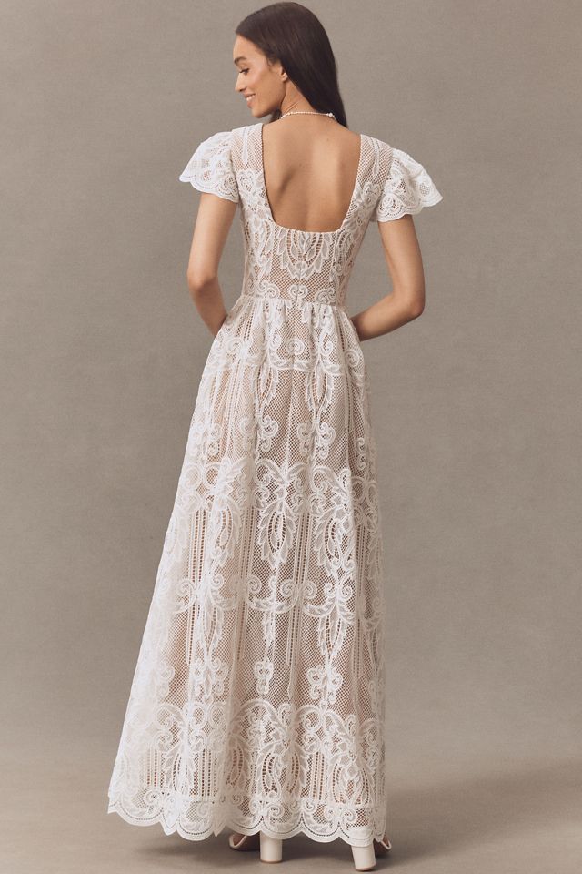 Dress The Population Janis Flutter-Sleeve Lace Maxi Dress #2