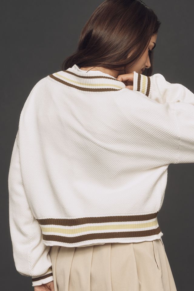Maeve Short Waffle Cardigan Sweater #1