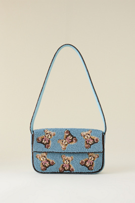 By Anthropologie The Fiona Beaded Bag: Animal Edition In Blue