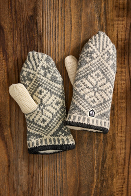 Terrain Nordic Wool Mittens, Grey + White In Neutral