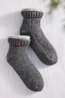 Terrain Speckle Faux Fur Lined Bootie Socks In Gray
