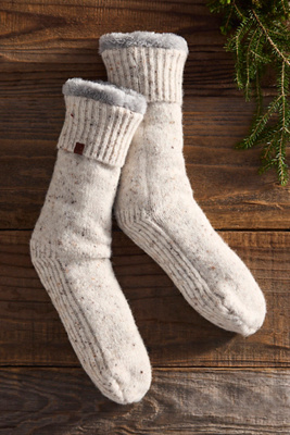 Terrain Speckle Faux Fur Lined Socks In White