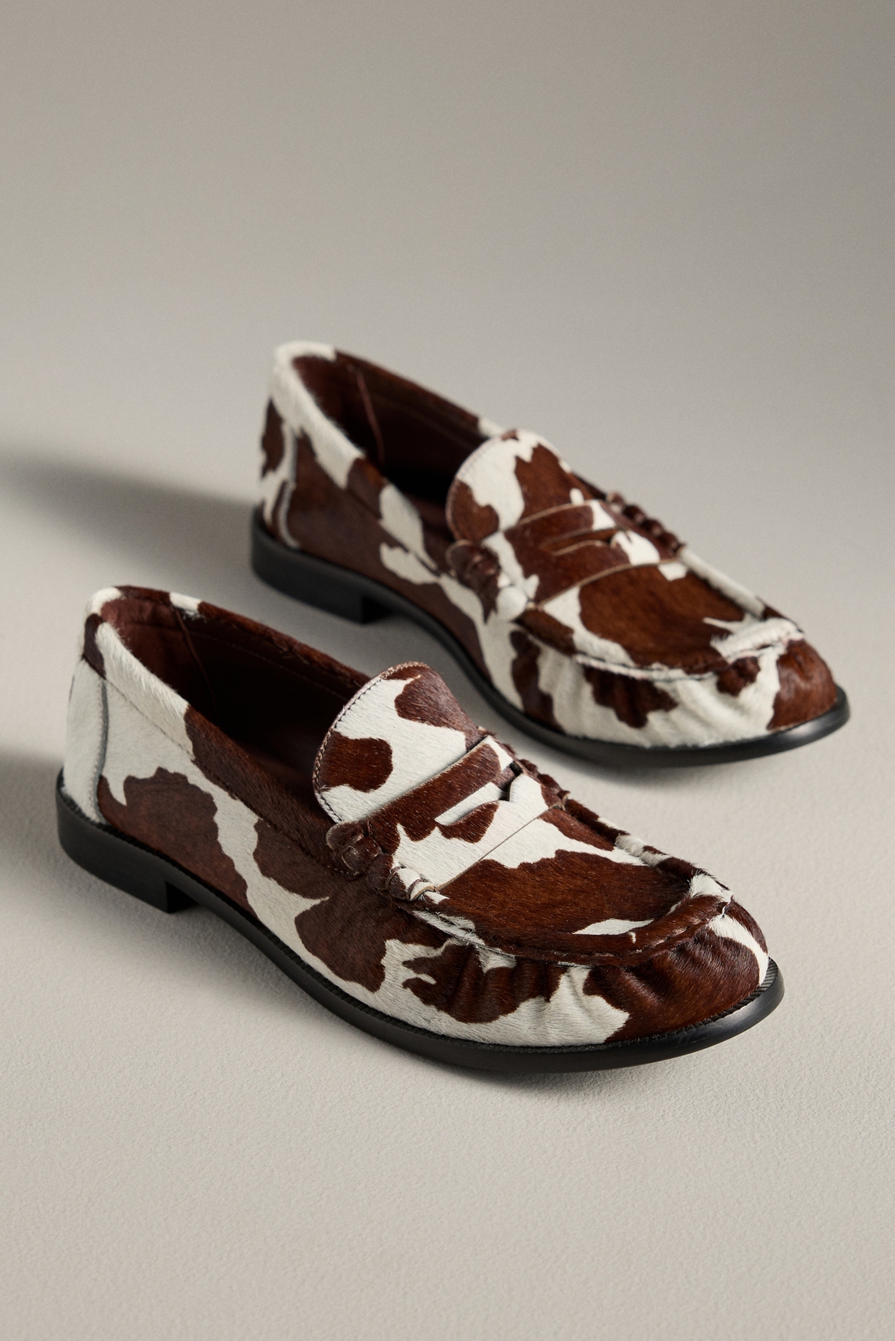 Schutz Tyche Cow-Print Loafers