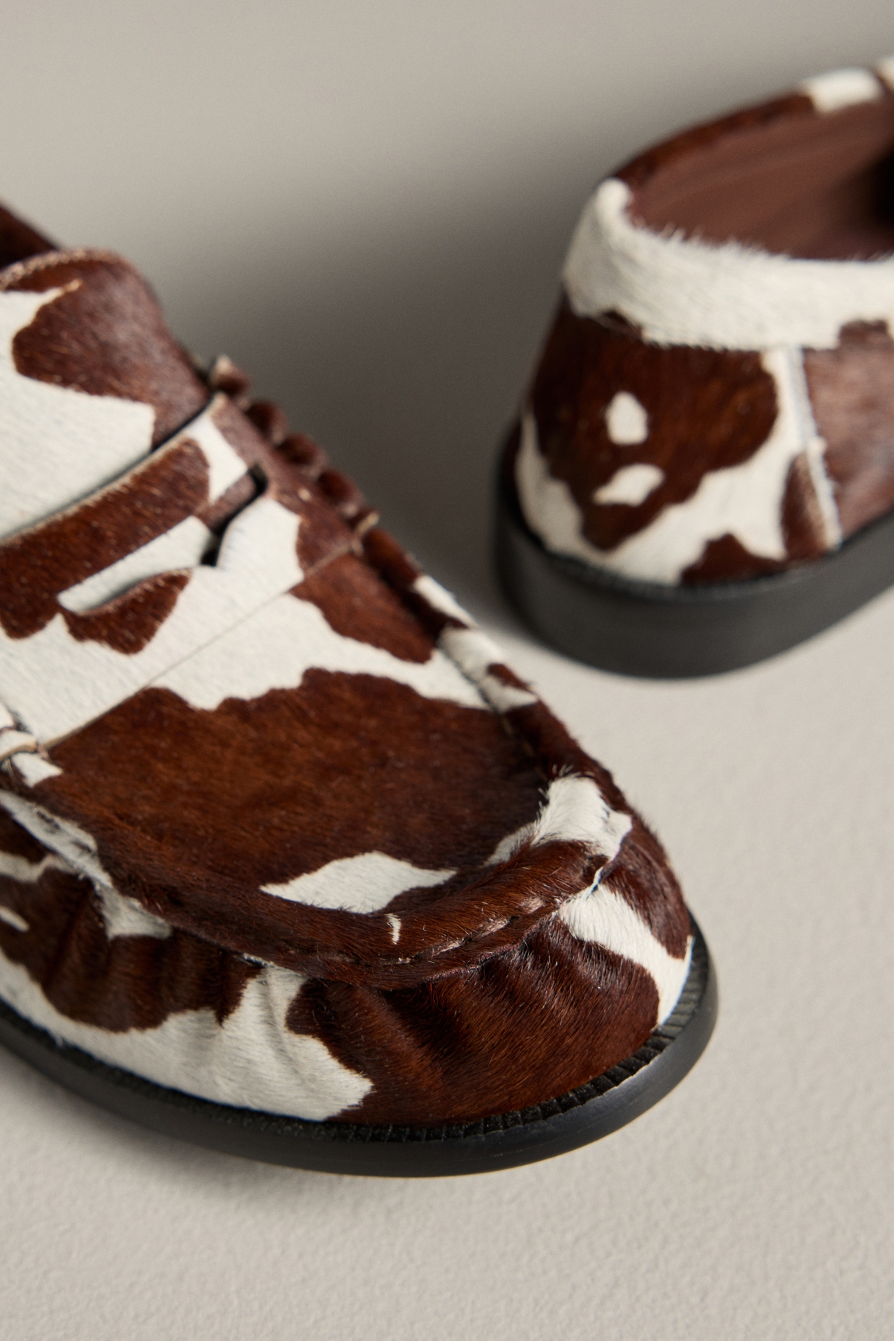 Schutz Tyche Cow-Print Loafers