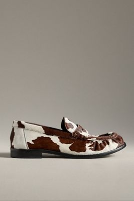 Schutz Tyche Cow-Print Loafers