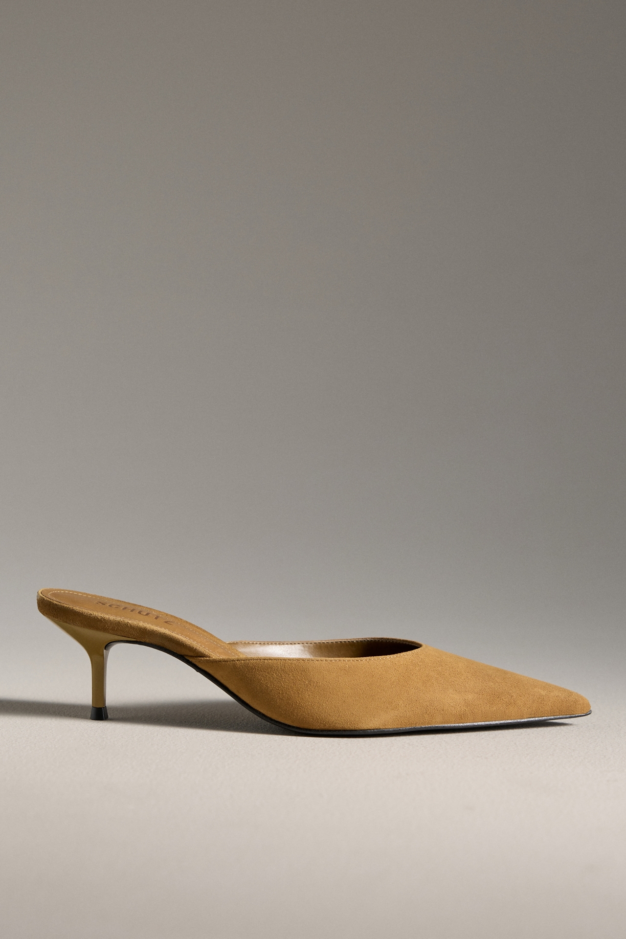Schutz Julie Suede Pointed-Toe Kitten-Heel Mules