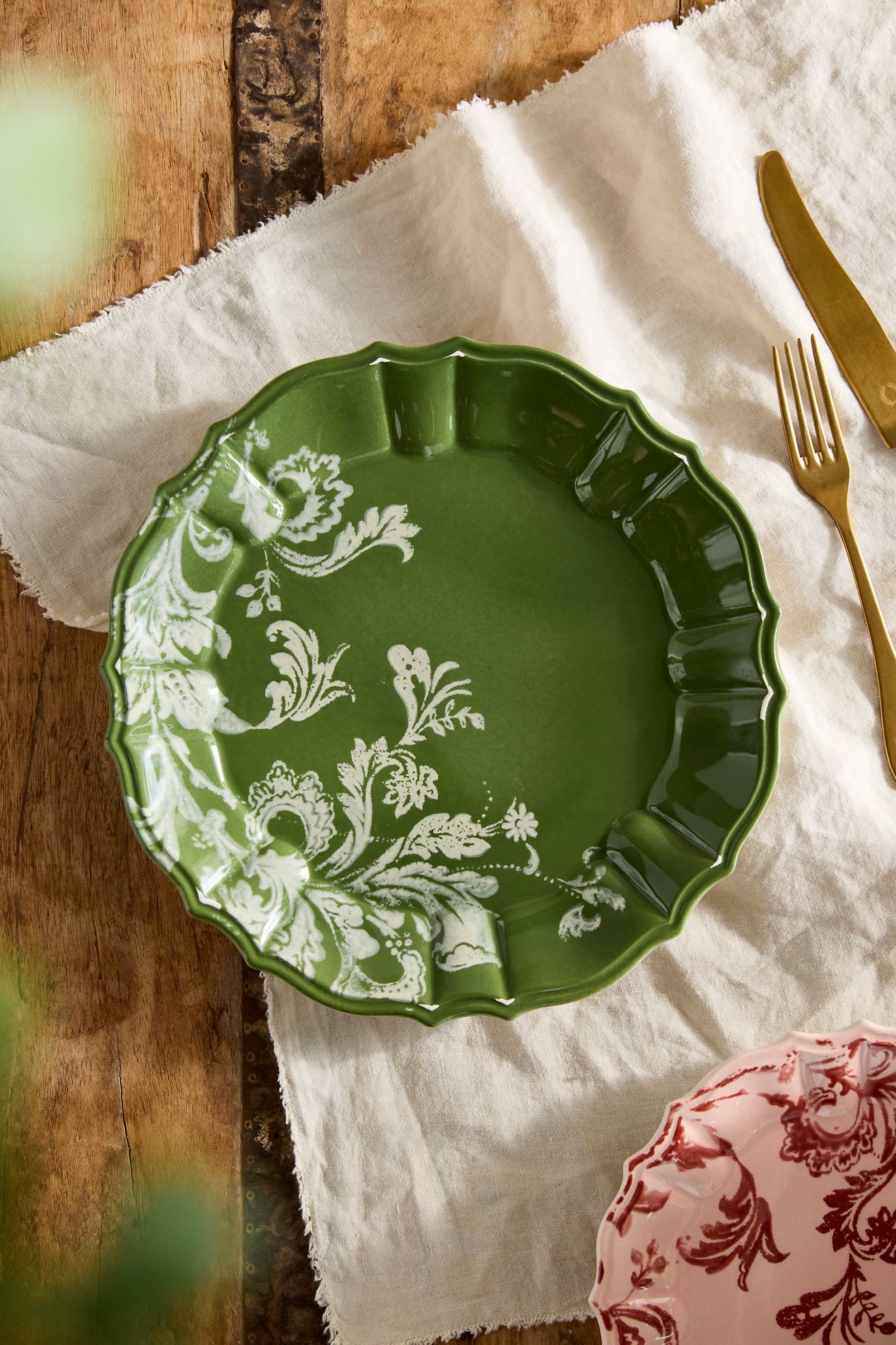 Botanical Silhouette Dinner Plate - Green, One Size