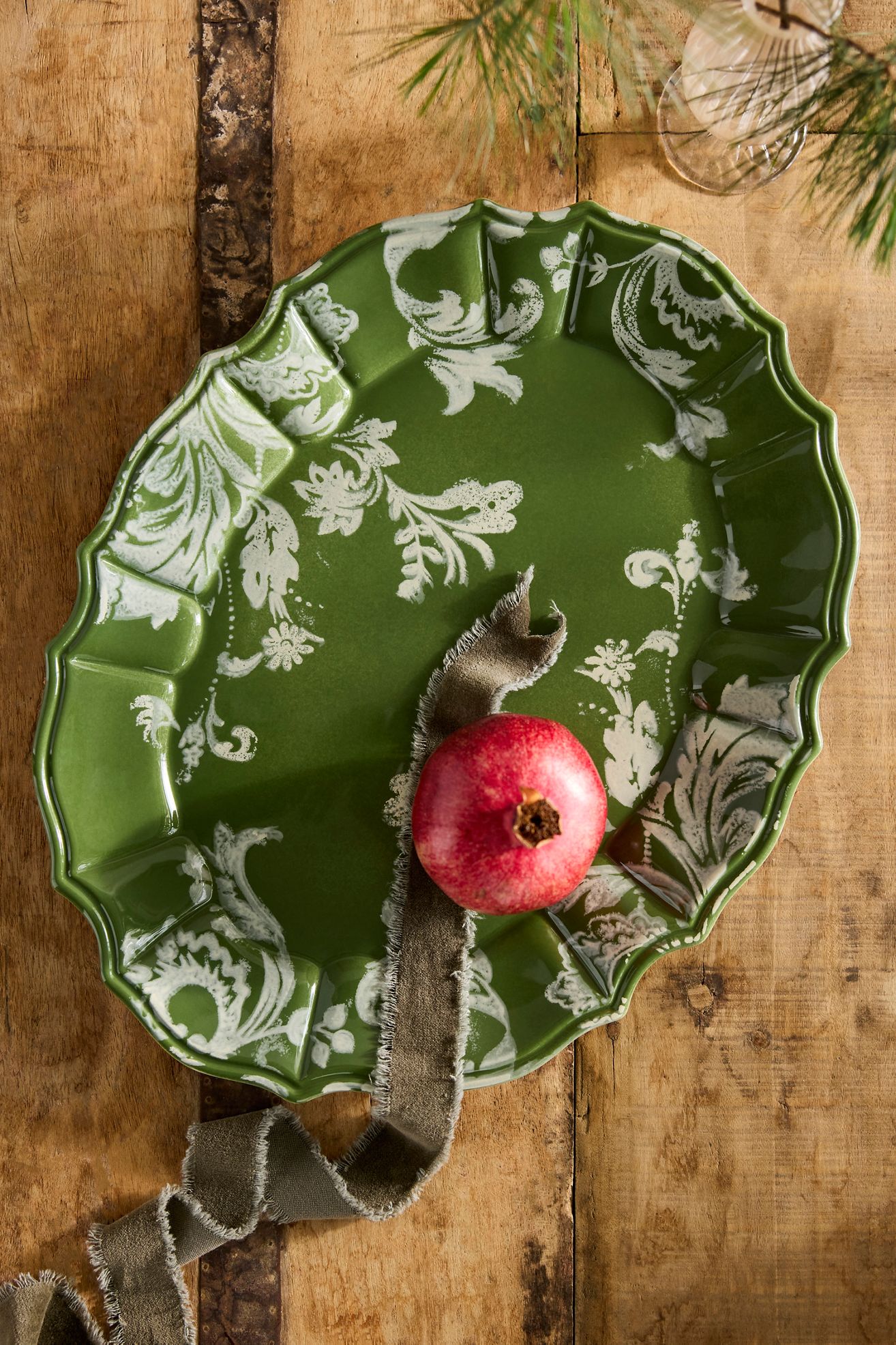 Botanical Silhouette Serving Platter - Green, One Size