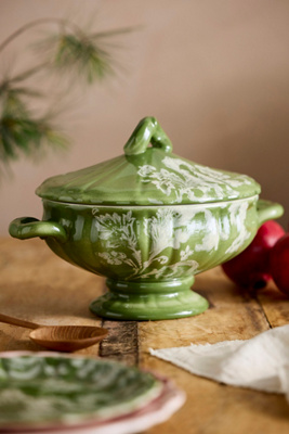 Terrain Botanical Silhouette Lidded Tureen In Green