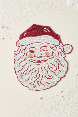 Anthropologie Beaded Santa Placemat In Multi