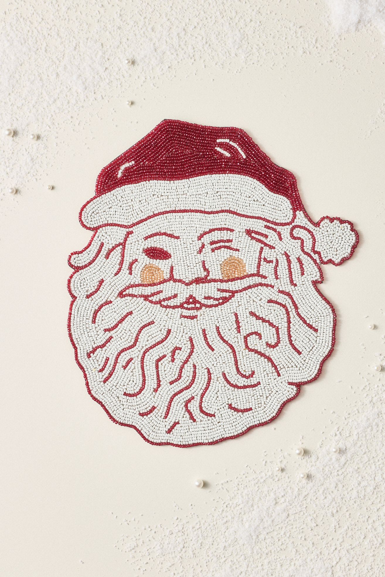 Beaded Santa Placemat - Red Pattern, Standard, One Size