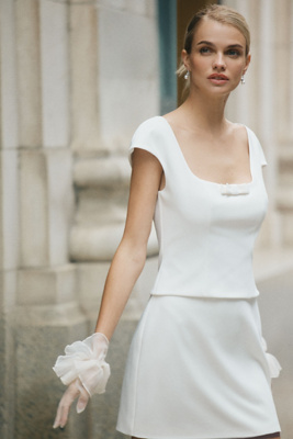 Mare Mare Cap-sleeve Top & Mini Skirt Set In White
