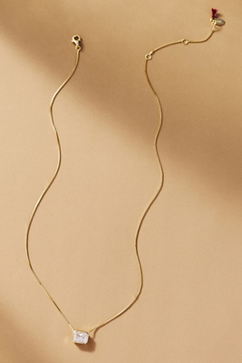 Shashi Emerald Baguette Necklace In Gold