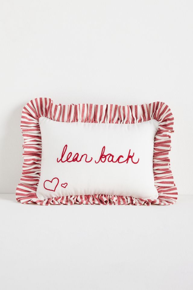 L&Clay Cotton Embroidered Text Pillow #1