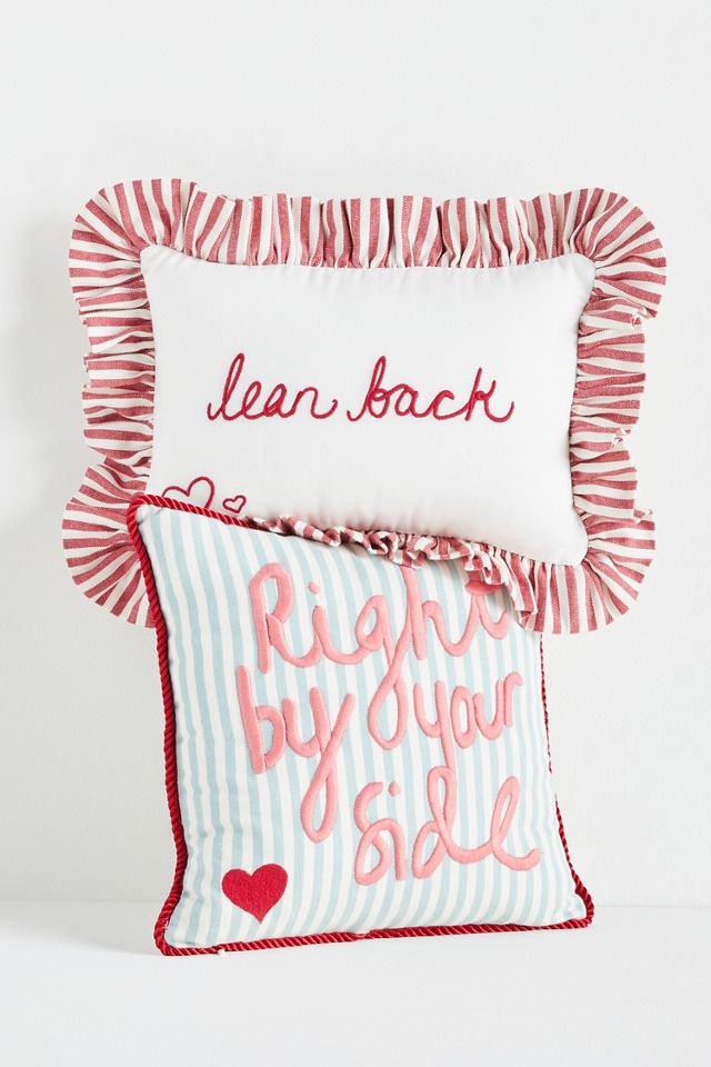 L&Clay Cotton Embroidered Text Cushion #1