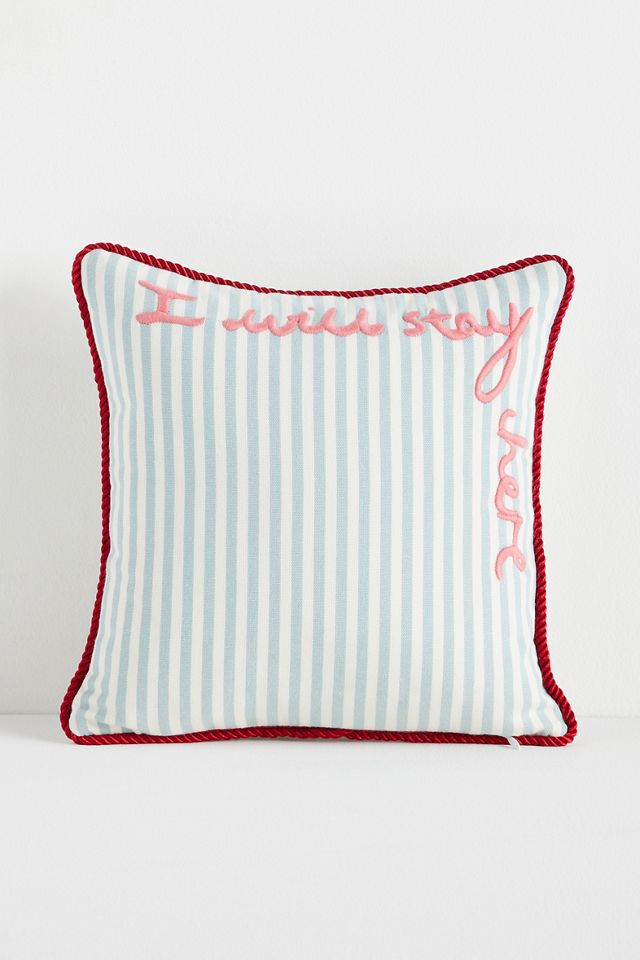 L&Clay Cotton Embroidered Text Cushion #2